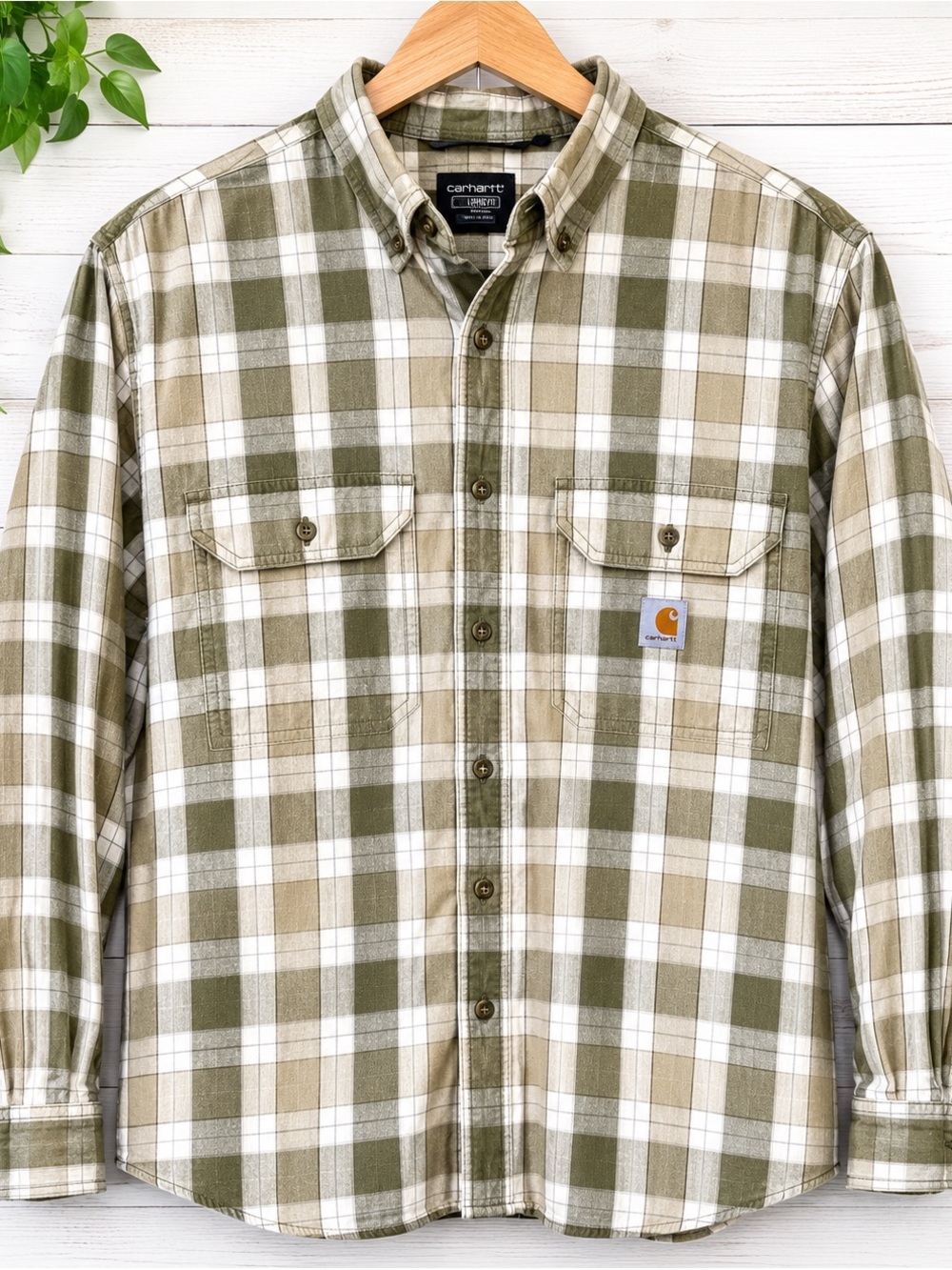Carhartt Loose Fit Plaid Button Down Long Sleeve Work Shirt Men’s L